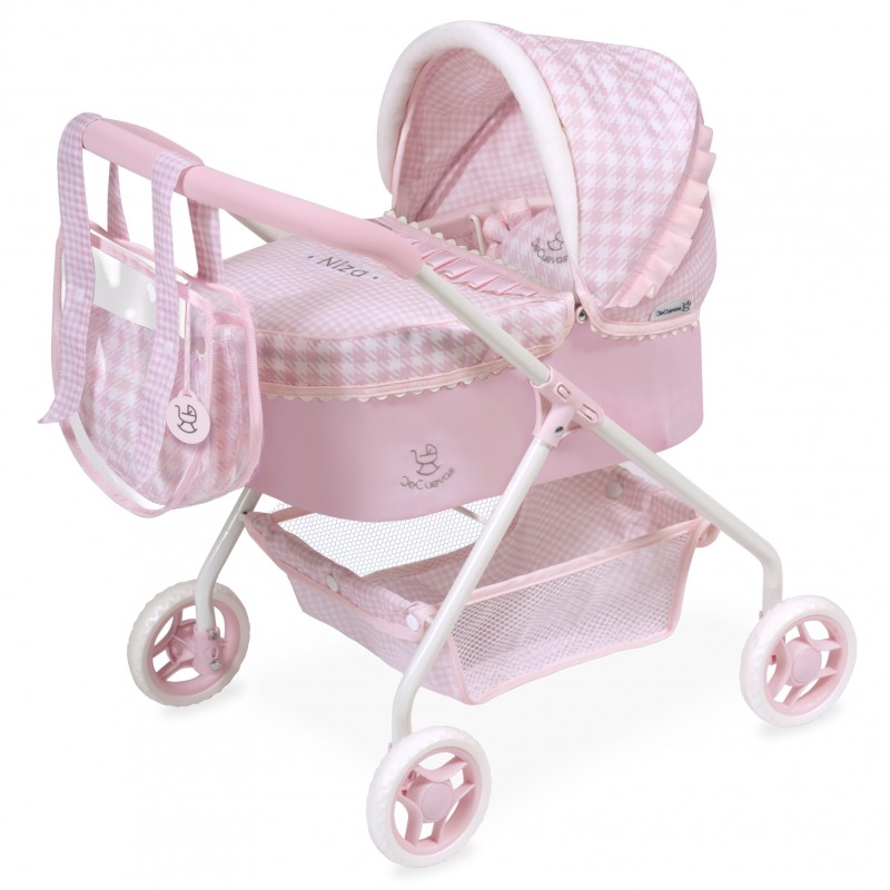 Carrito De Muñecas Clásico Pequeño Reborn, Rosa Y Blanco (9962