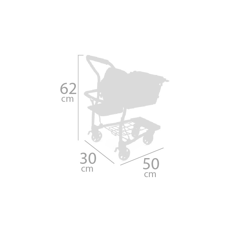 DeCuevas Toys Carrello Supermercato Sweet 52148 Con Accessori E Marsupio - Altezza 66 Cm, Per Bambole (Non Incluse)