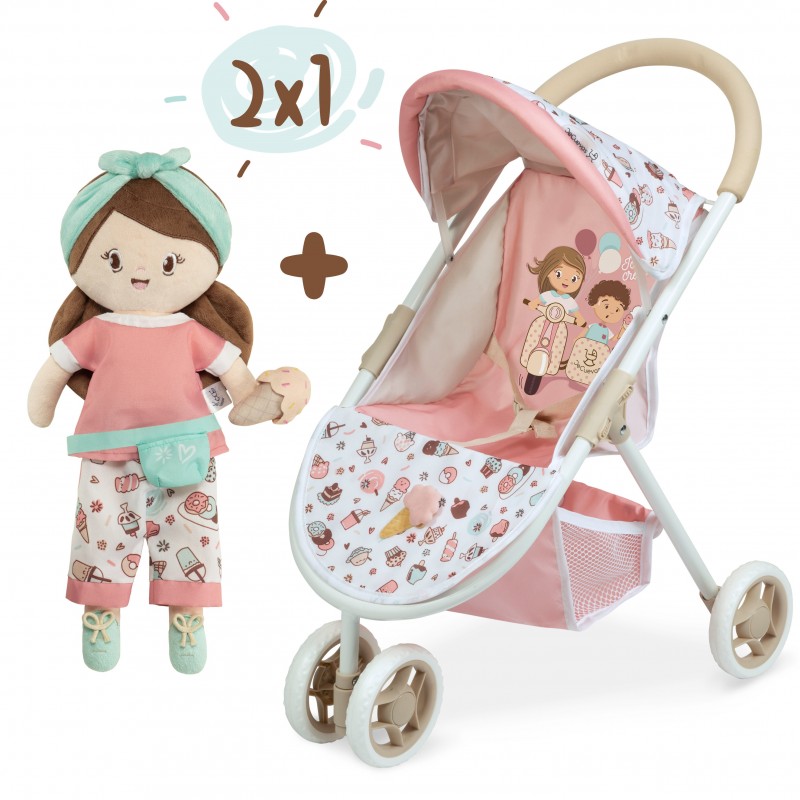 Carro de Muñecas Sweet Silla 2 en 1 con Muñeca DeCuevas Toys 90248