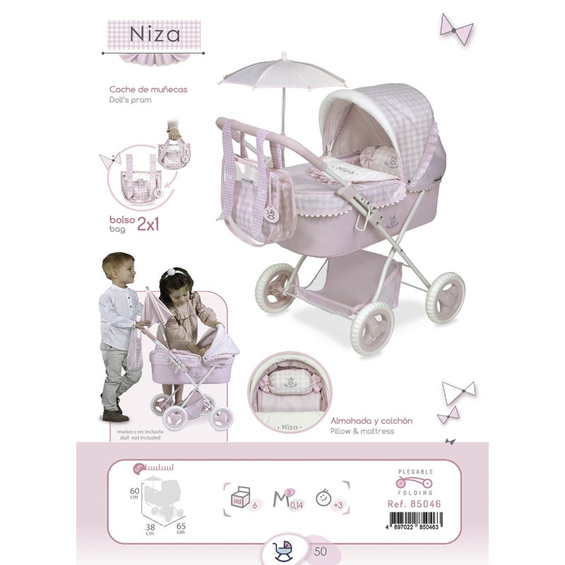 Cochecito Para Carrito De Muñecas Verona Plegable Con Sombrilla