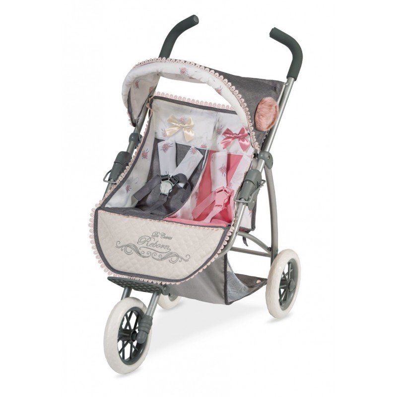 CARRO GEMELAR GRIS PLEGABLE MUÑECA 45CM al por Mayor ≫ Plasticosur