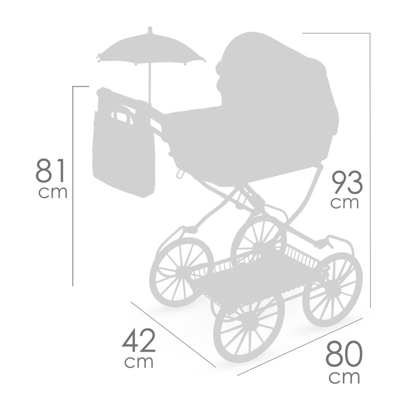 Poussette Pliable Pour Poupée Sophie Avec Ombrelle – DeCuevas 81075 – Rose, Nacelle 47x25 Cm, Guidon Réglable