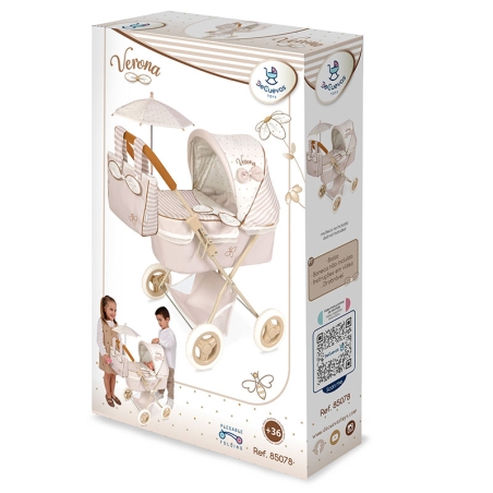Carro De Muñecas Capriccio Con Sombrilla – Plegable, De 64x38x65 Cm, Para Juego De Imitación