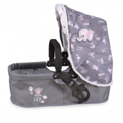 CARRO GEMELAR GRIS PLEGABLE MUÑECA 45CM al por Mayor ≫ Plasticosur