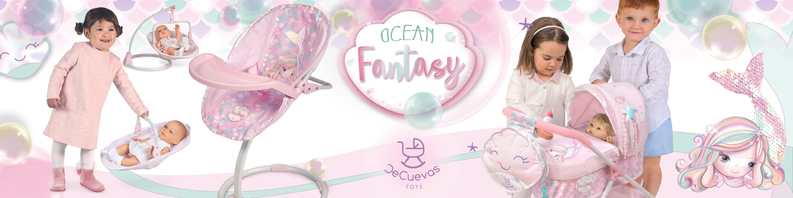 Poussette Double Pour Poupée Pliante Ocean Fantasy DeCuevas Toys 90341